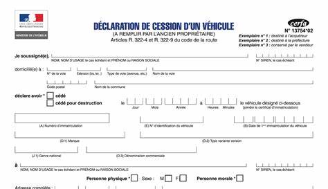 Certificat de cession véhicule